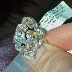 1.52 ctw Beryl Ring. Aquamarine, Morganite, Yellow Beryl, and diamonds-18ktgold